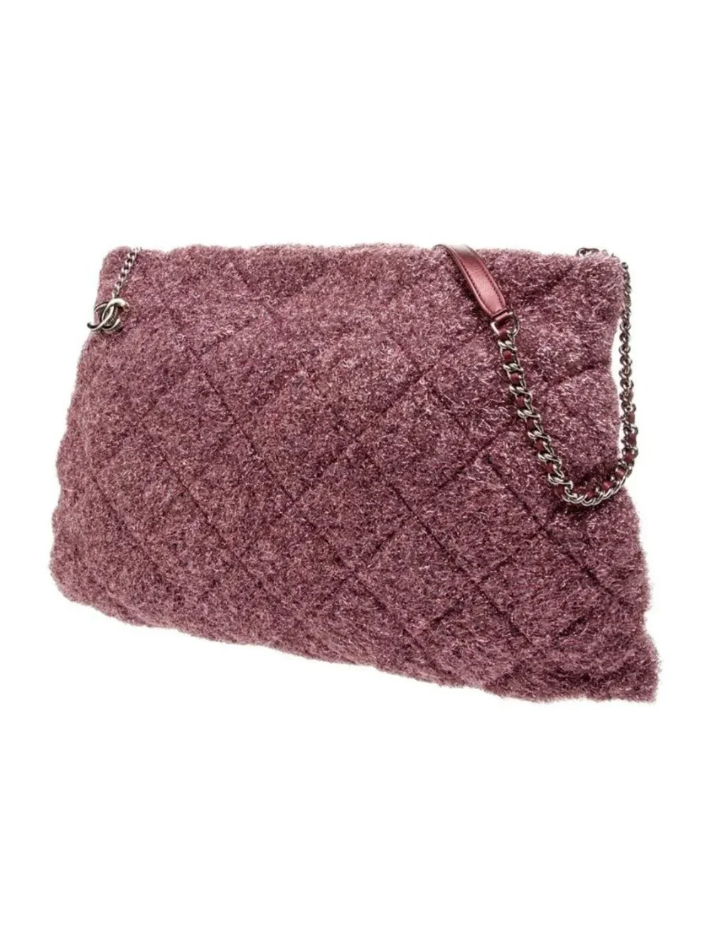 Chanel Pluto Glitter Metallic Pink Quilted Shopping Tote Bag